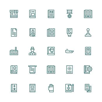 Manual featuring 25 Icons in Medium Stroke Outline Design Glyph Icon Series vector