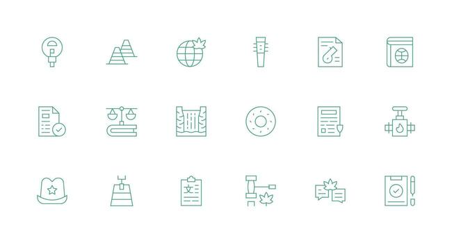 18 mínimo línea íconos para regulación gráficos limpiar icono colección para web utilizar vector