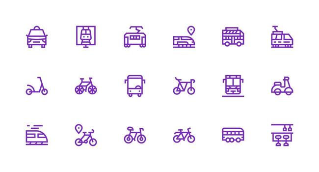18 Strong Stroke Line Style Icons from Commuter Collection UI Icon Set vector