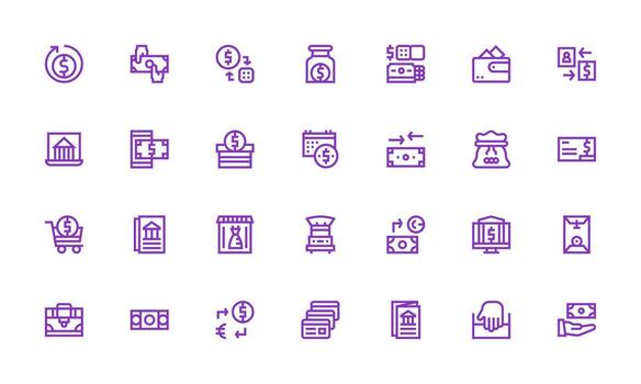 negrita línea íconos desde depositar conjunto con 28 vectores claro y conciso icono conjunto colección