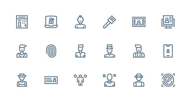 18 íconos para iniciar sesión en fuerte carrera línea formato multi-estilo icono colección vector