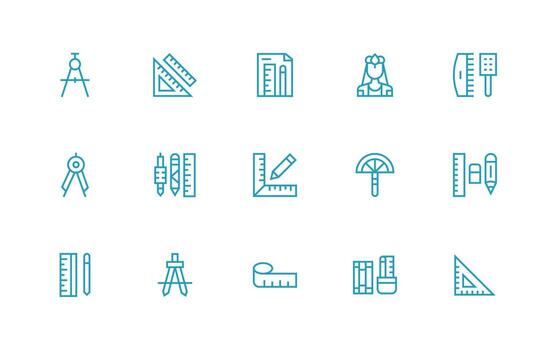 15 Ruler Icons in Regular Line Aesthetic Web Icon Collection vector