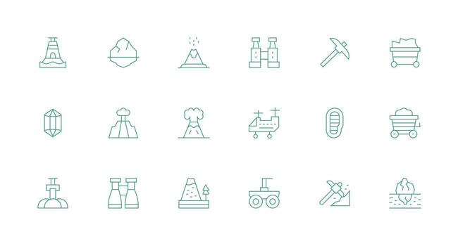 18 Minimal Line Designs for Geology Icons Quick Access Icons for UI Development vector