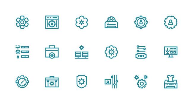 personalización presentando 18 íconos en fuerte carrera línea diseño diseño Listo icono conjunto para equipos vector