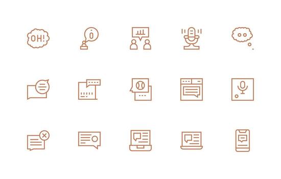 Dialog Set with 15 Regular Line Icons Pixel Perfect Icon Set vector