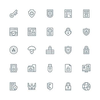 medio carrera contorno íconos desde cifrado conjunto con 25 vectores escalable íconos para multiplataforma interfaces