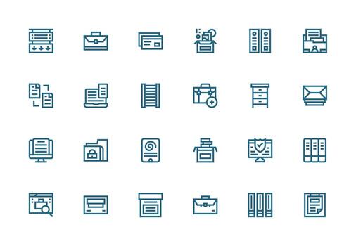 Files Set with 24 Thick Line Line Icons Theme-Based Icon Pack vector