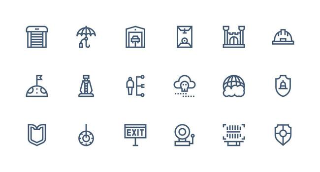 Security Icon Set with 18 Strong Stroke Line Graphics Scalable Icon Pack vector