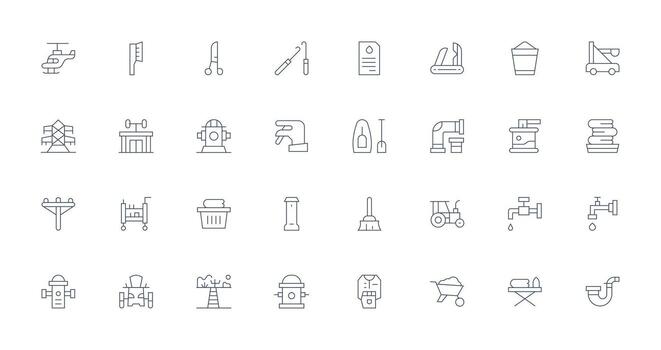 32 Delgado línea estilo íconos desde utilidad colección lleno icono biblioteca para ui diseñadores vector