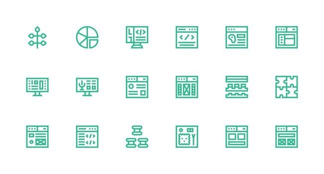 Strong Stroke Line Icons from Elements Set with 18 Vectors Icon Set for Web