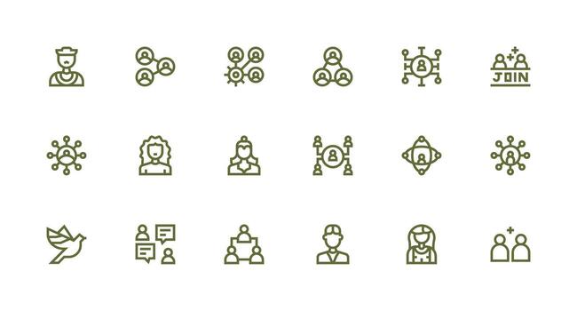 Strong Stroke Line Style Social Network Icons with 18 Vectors Layout Icon Collection