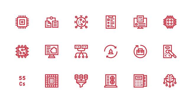 datos Procesando visual paquete conteniendo 18 fuerte carrera línea íconos sensible icono conjunto para flexible diseños vector