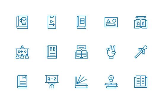 Tutorial Design Icons featuring 15 in Regular Line Style Icon Pack for UI vector