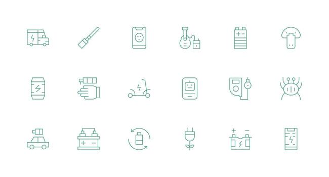 18 Minimal Line Style Icons from Charging Collection Icon Set for Web vector