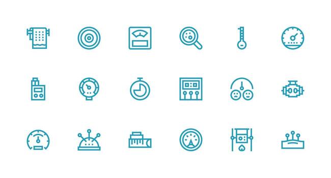 18 Strong Stroke Line Icons for Gauge Graphics Clear and Concise Icon Set Collection vector