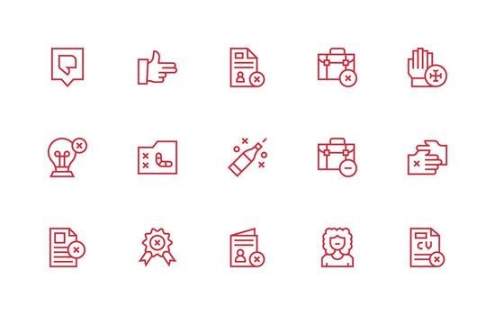 Regular Line Style Unsuccessful Icons with 15 Vectors Dashboard Icon Series