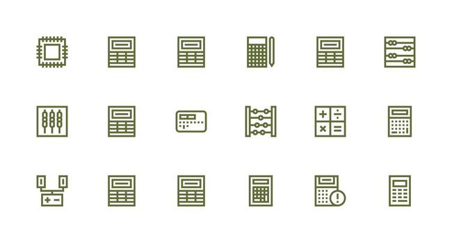 18 fuerte carrera línea estilo íconos desde aritmética colección icono conjunto para aplicaciones vector