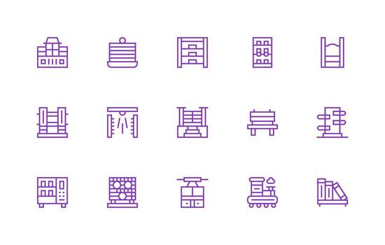 Shelves featuring 15 Icons in Regular Line Design Full Icon Library for UI Designers vector