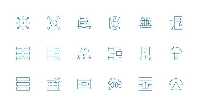 18 Icons for Server in Minimal Line Format Organized Icon Pack for Quick Access vector
