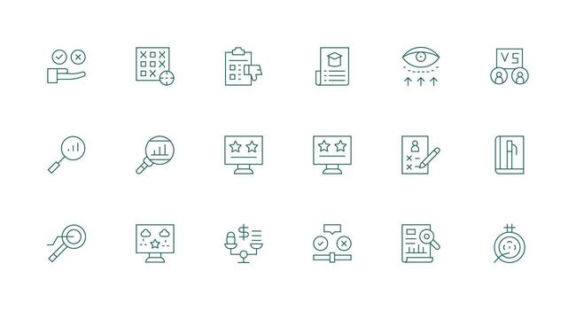 18 Minimal Line Vectors for Evaluation Theme Flexible Icon System for Web Interfaces