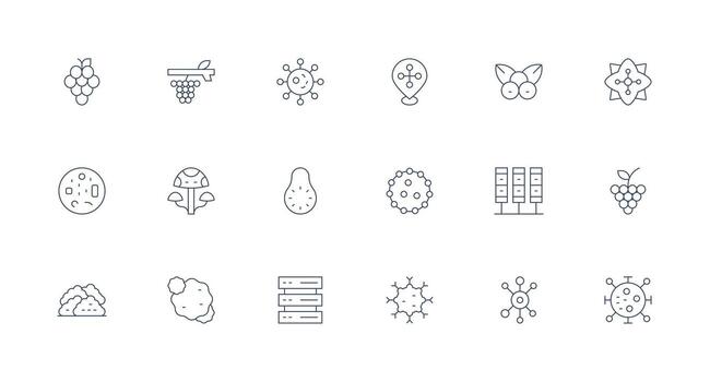 Cluster Icon Set with 18 Minimal Line Graphics Scalable Icons for All Themes vector