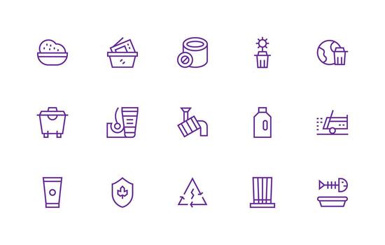 15 Icons for Recycling in Regular Line Format Functional Icon Series vector