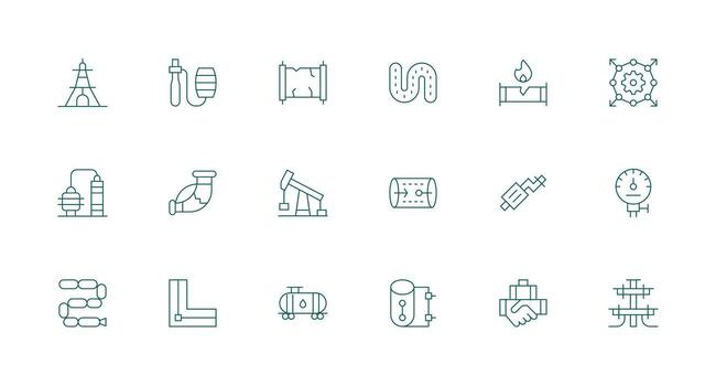 tubería icono conjunto con 18 mínimo línea gráficos completar icono haz para web diseño vector