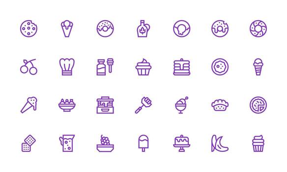 Bold Line Icons from Dessert Set with 28 Vectors Core Icon Collection for Daily Tasks