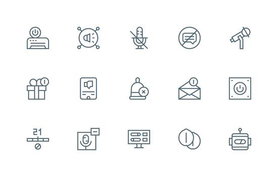 apagado presentando 15 íconos en regular línea diseño de múltiples fines icono conjunto vector