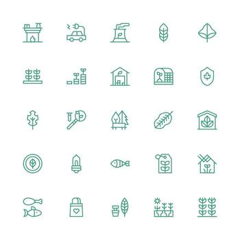 25 Icons for Sustainable in Medium Stroke Outline Format Interface Icons for Daily Use vector