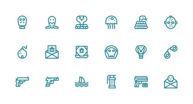 18 Strong Stroke Line Icons for Threat Graphics Flexible Icon System for Web Interfaces vector