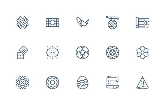 Pattern featuring 15 Icons in Regular Line Design Simplified Icon Pack for Visual Tools vector