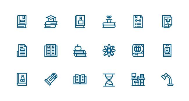 Study Set with 18 Strong Stroke Line Icons Icons Built for Visual Consistency Pack vector
