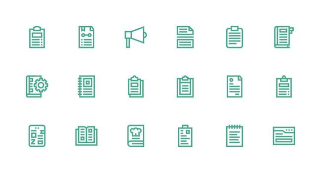 instrucciones presentando 18 íconos en fuerte carrera línea diseño icono conjunto para web vector