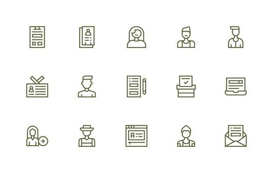 Regular Line Style Registration Icons with 15 Vectors Complete Icon Set for Mobile Apps