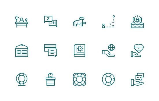 Help Icon Set with 15 Regular Line Graphics Icon Set for Projects vector