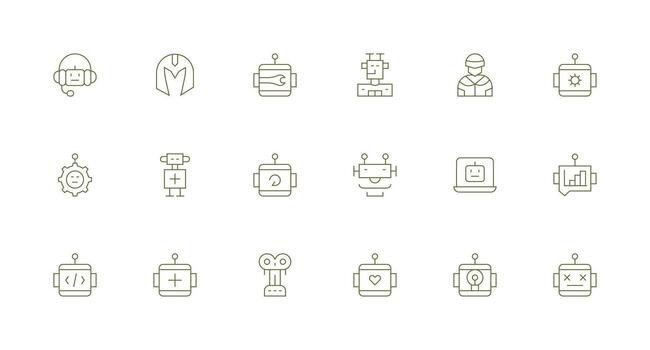 Minimal Line Style Robot Icons with 18 Vectors Optimized Icon Pack for Digital Products