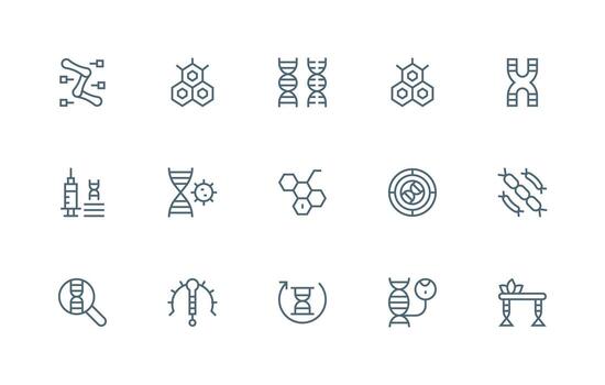 Regular Line Style Molecular Icons with 15 Vectors Optimized Icon Pack for Digital Products
