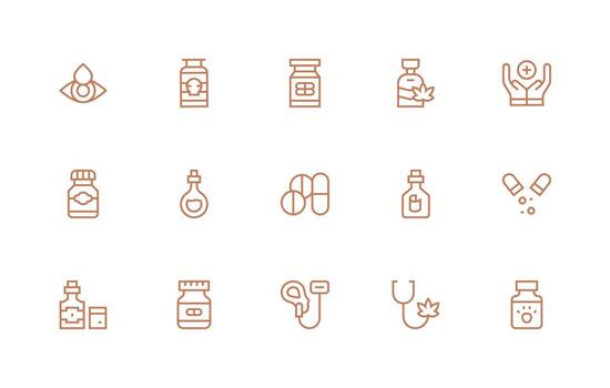 15 Regular Line Designs for Remedy Icons Core Icon Collection for Daily Tasks vector