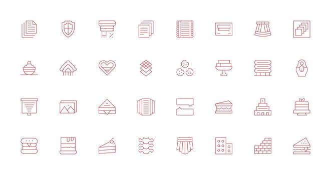 32 Icons for Layered in Thin Line Format Modern Line and Glyph Icon Series vector