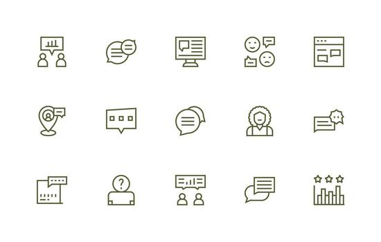 15 Regular Line Style Icons from User Feedback Collection Interface Icons for Daily Use vector