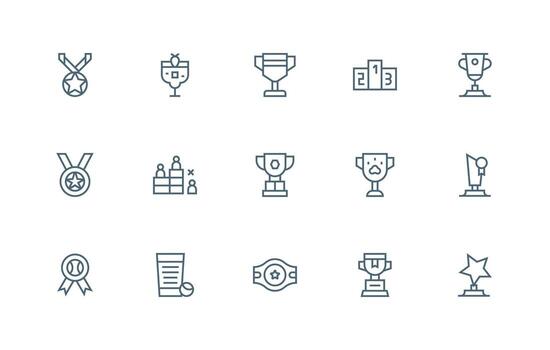 Regular Line Icons from Winner Set with 15 Vectors Customizable Icon Series for Mobile Screens