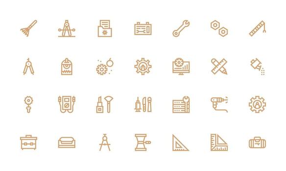 28 Bold Line Icons for Tools Graphics Icon Set for Projects vector