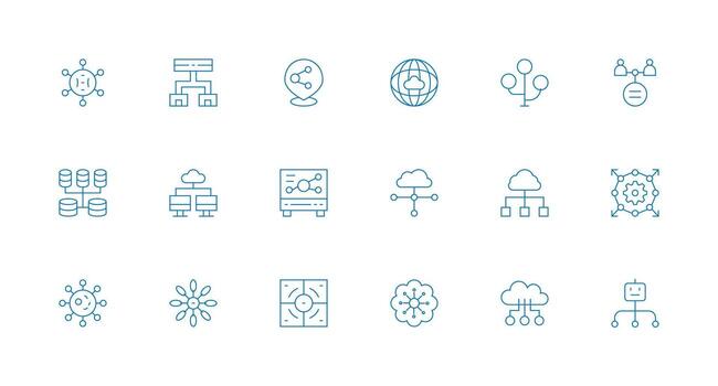 Distributed Visual Pack containing 18 Minimal Line Icons Flexible Icon System for Web Interfaces vector