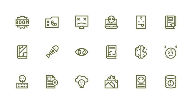 18 fuerte carrera línea íconos para datos pérdida gráficos web icono colección vector