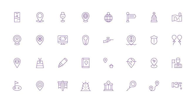 Delgado línea íconos desde marcador conjunto con 32 vectores esencial íconos para rápido ui edificio