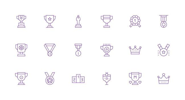Winner Icon Collection with 18 Minimal Line Designs Essential Icons for Rapid UI Building vector
