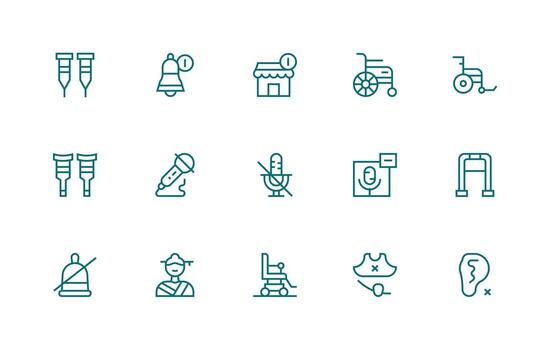 Regular Line Style Disabled Icons with 15 Vectors Scalable Icons for Cross-Platform Interfaces