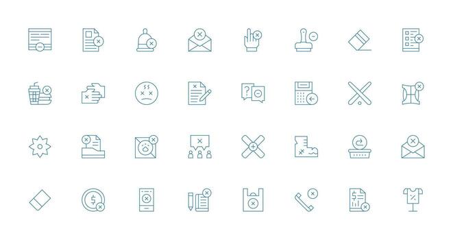 Cancel featuring 32 Icons in Thin Line Design Reliable Icons for All Interfaces vector