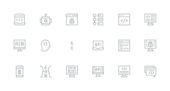 Programming featuring 18 Icons in Minimal Line Design Simple Icons for Interface and Wireframes vector